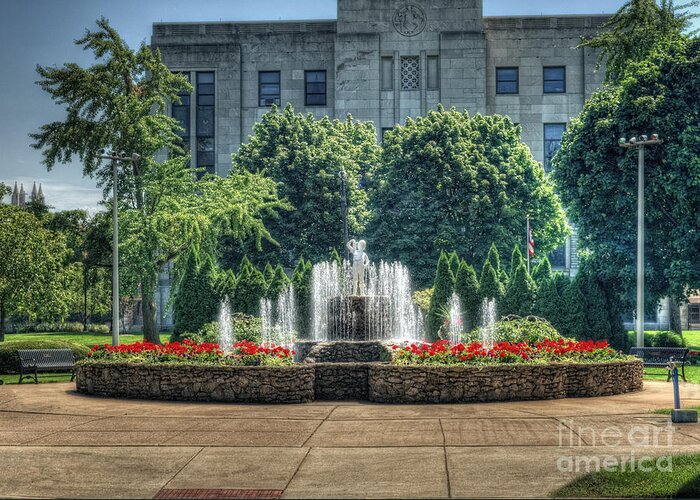 Fountain Greeting Card featuring the photograph The Boot Boy of Sandusky Ohio by Pamela Baker