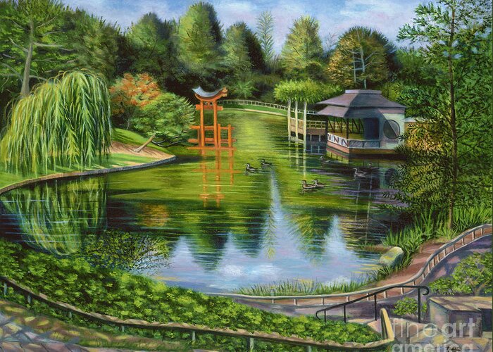 Botanic Garden Greeting Card featuring the painting The Brooklyn Botanic Garden by Madeline Lovallo