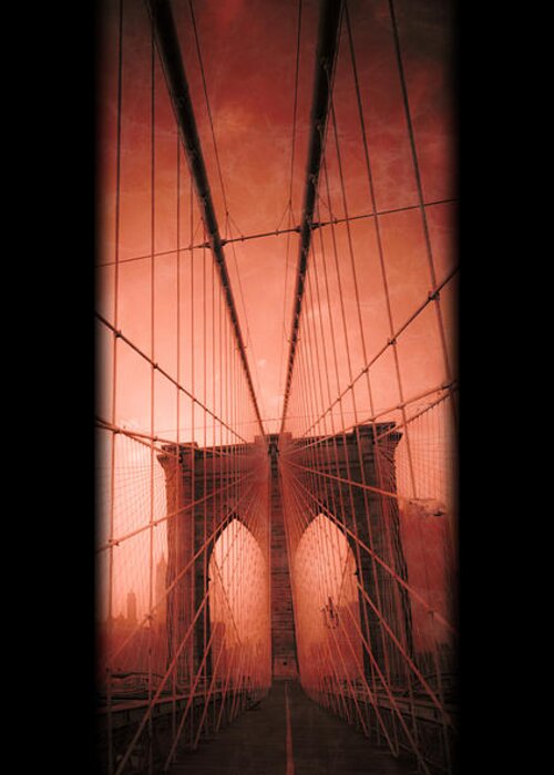 Brooklyn Bridge Greeting Card featuring the photograph The Brooklyn Bridge by Edward Fielding