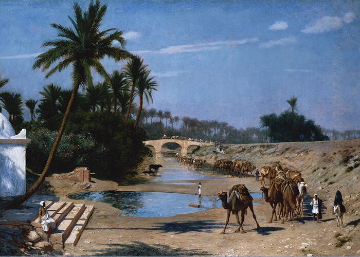 Caravan Greeting Card featuring the painting The Caravan by Jean Leon Gerome