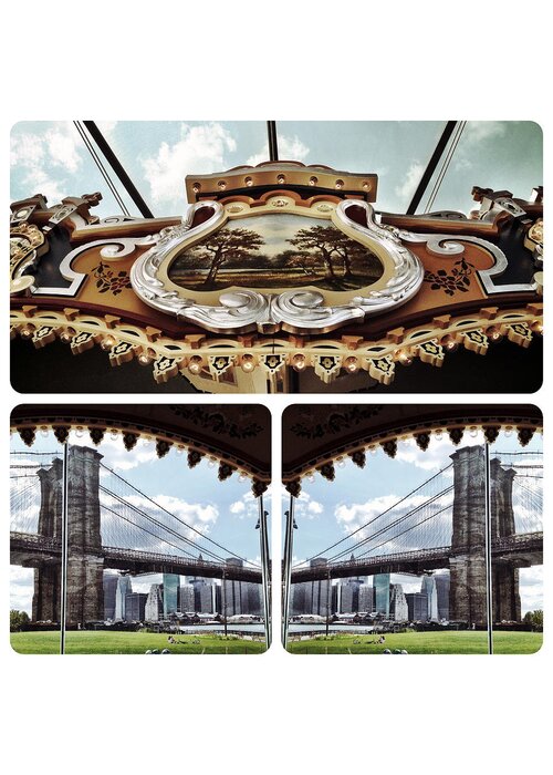 New York Greeting Card featuring the photograph The Carousel and The Bridge by Natasha Marco