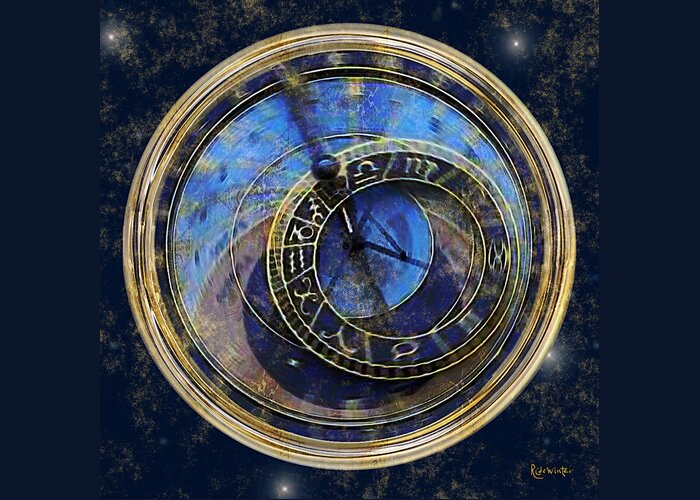 Clock Greeting Card featuring the painting The Carousel of Time by RC DeWinter