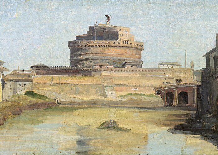 Sant'angelo Greeting Card featuring the photograph The Castle Of St. Angelo, Rome Oil On Canvas by Jean Baptiste Camille Corot
