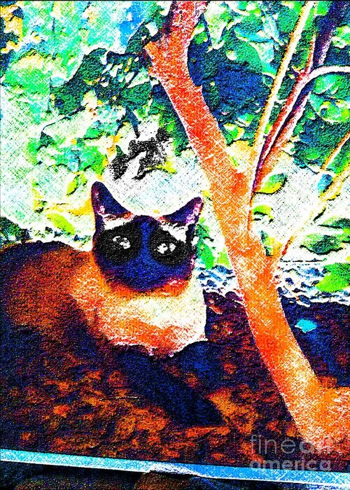 Digital Art Greeting Card featuring the digital art The Cat by Steven Pipella