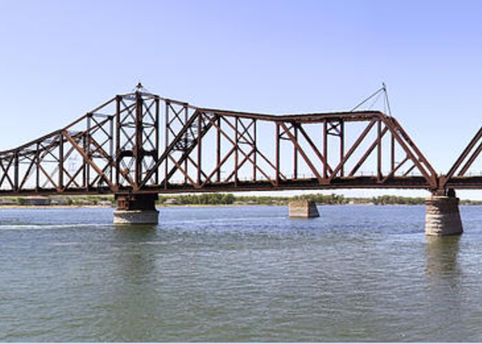Railroad Greeting Card featuring the photograph The Chicago and North Western Railroad Bridge Panoramic by Mike McGlothlen