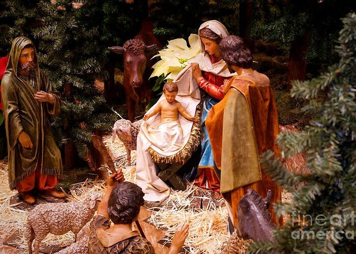 Christmas Cards Greeting Card featuring the photograph The Christmas Creche at Holy Name Cathedral - Chicago by Frank J Casella