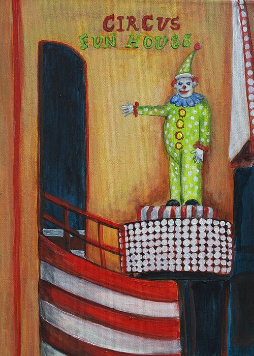 Asbury Art Greeting Card featuring the painting The Circus Fun House by Patricia Arroyo