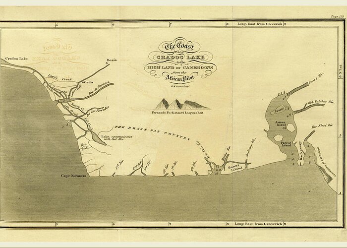 Coast Greeting Card featuring the drawing The Coast From Cradoo Lake To The High Land Of Cameroons by Litz Collection