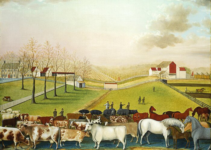 Edward Hicks Greeting Card featuring the painting The Cornell Farm by Edward Hicks