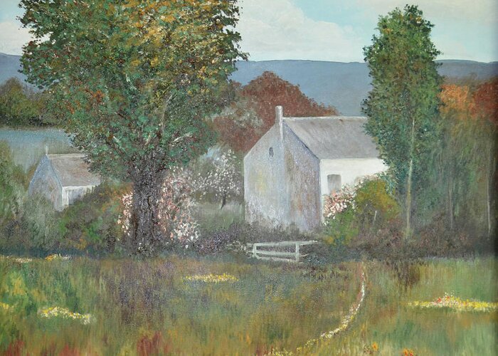 Landscape Greeting Card featuring the painting The Country House by Suzette Kallen