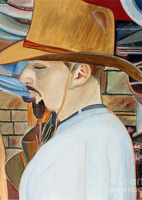  Greeting Card featuring the painting The Cowboy by Pilar Martinez-Byrne