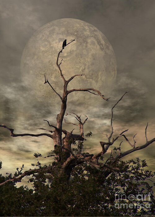 Crow Greeting Card featuring the digital art The Crow Tree by Abbie Shores