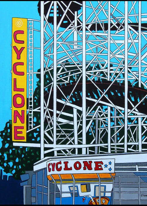 The Cyclone Greeting Card featuring the painting The Cyclone by Mike Stanko