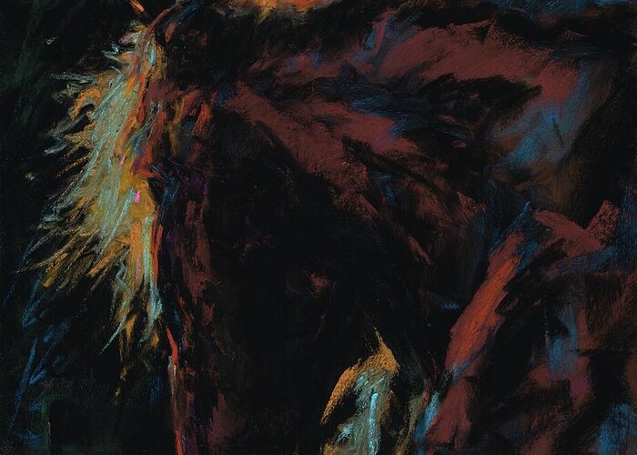 Horses Greeting Card featuring the painting The Dark Horse by Frances Marino