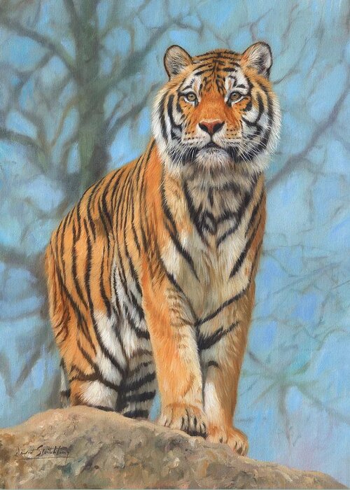 Siberian Tiger Greeting Card featuring the painting The Dartmoor Tiger by David Stribbling