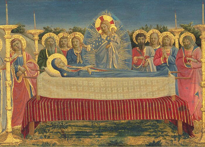 Christ Greeting Card featuring the painting The Death of the Virgin by Fra Angelico