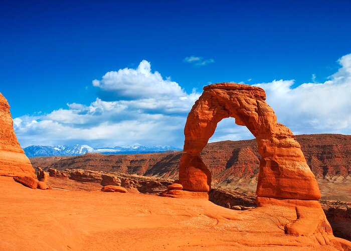Rocks Greeting Card featuring the photograph The Delicate Arch by Darren Bradley