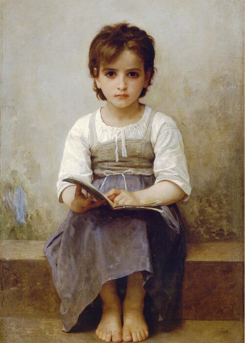 The Difficult Lesson Greeting Card featuring the digital art The Difficult Lesson by William Bouguereau