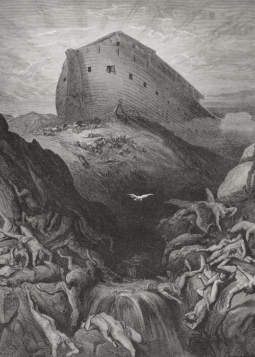 Noah's Greeting Card featuring the painting The Dove Sent Forth From The Ark by Gustave Dore