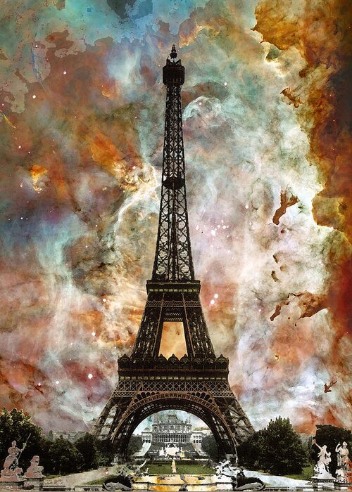 Eiffel Tower Greeting Card featuring the painting The Eiffel Tower - Paris France Art By Sharon Cummings by Sharon Cummings