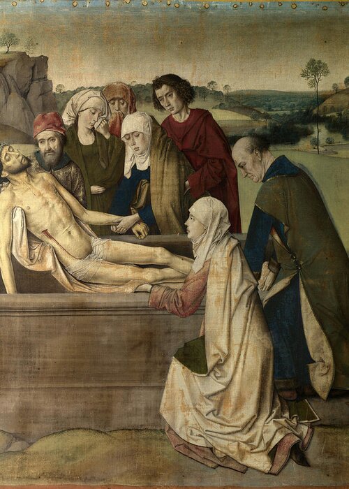 Dieric Bouts Greeting Card featuring the painting The Entombment by Dieric Bouts