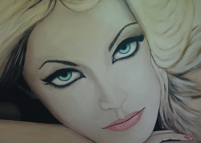Woman Greeting Card featuring the painting The Eyes Of Seduction by Dean Stephens
