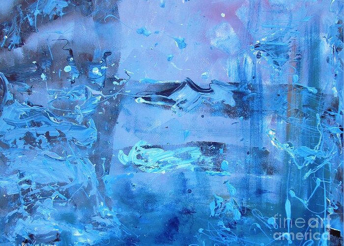 Abstract Shades Of Blues Greeting Card featuring the painting The Feeling of Blue by Rebecca Flores