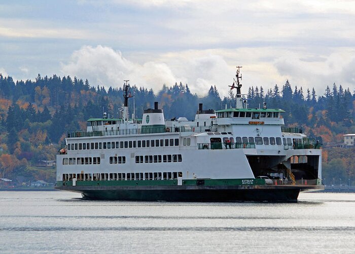 Washington State Ferry Greeting Card featuring the photograph The Ferry Kitsap by E Faithe Lester