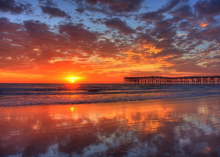 Sunset Greeting Card featuring the photograph The Flame of Pacific Beach by Nathan Rupert