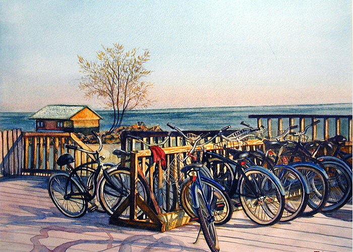 Bike Painting Greeting Card featuring the painting The Forgotten Sweater by Terri Meyer