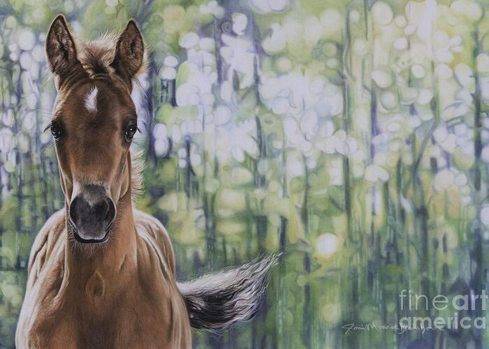 Filly Greeting Card featuring the pastel The Frilly Filly by Joni Beinborn