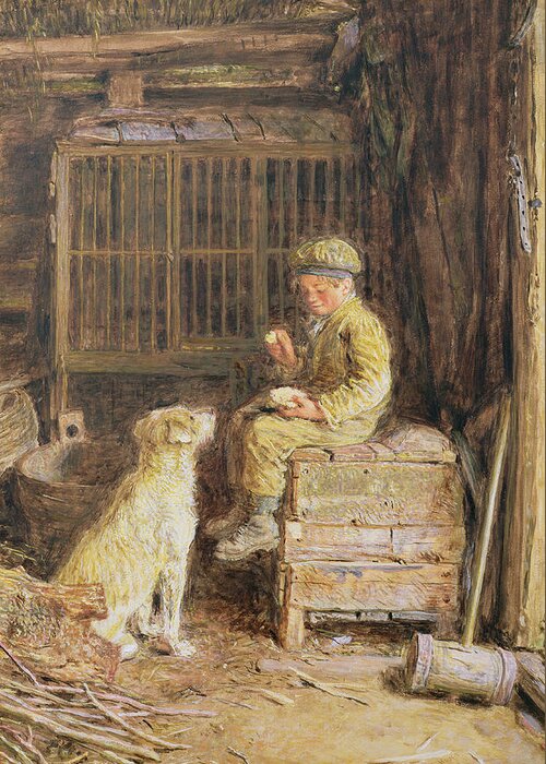Barn Greeting Card featuring the painting The Frugal Meal by William Henry Hunt