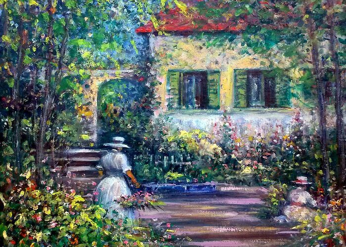  Villa South Of France Greeting Card featuring the painting The Garden by Philip Corley