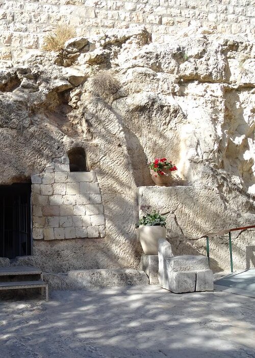 The Garden Tomb Greeting Card featuring the photograph The Garden Tomb in Jerusalem by Karen Jane Jones