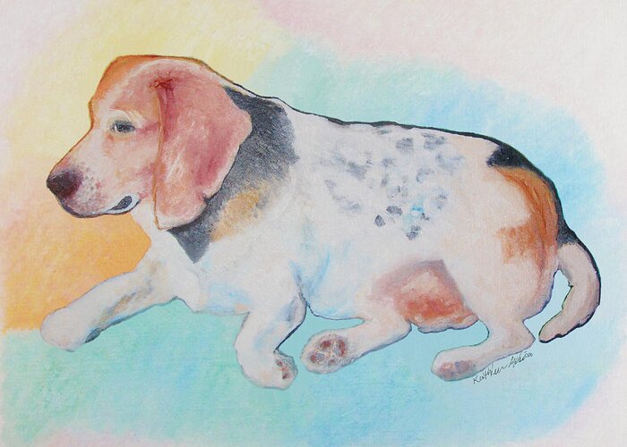 Beagle Art Paintings Greeting Card featuring the painting The Gentle Leader by Kathleen Modica