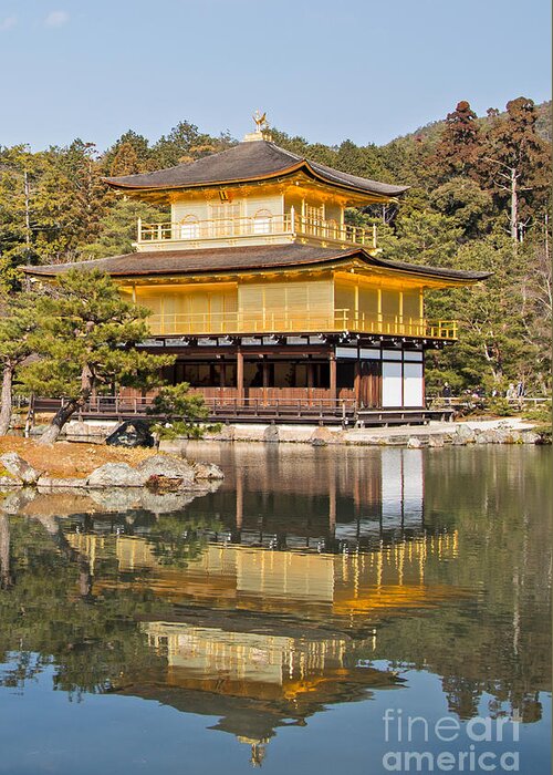 Golden Temple Greeting Card featuring the photograph The Golden Temple in Kyoto Japan by Natural Focal Point Photography