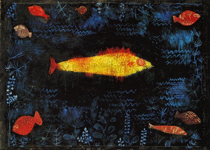 Paul Klee Greeting Card featuring the painting The Goldfish by Paul Klee