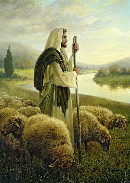 Jesus Greeting Card featuring the painting The Good Shepherd by Greg Olsen
