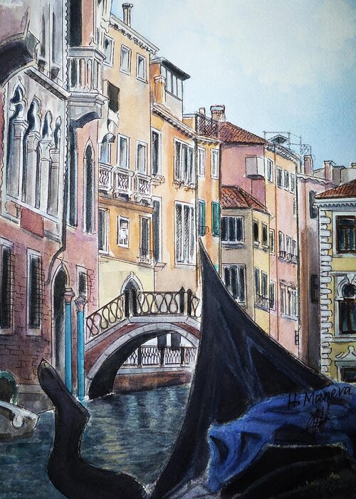 Venice Greeting Card featuring the painting The Grand Canal by Henrieta Maneva
