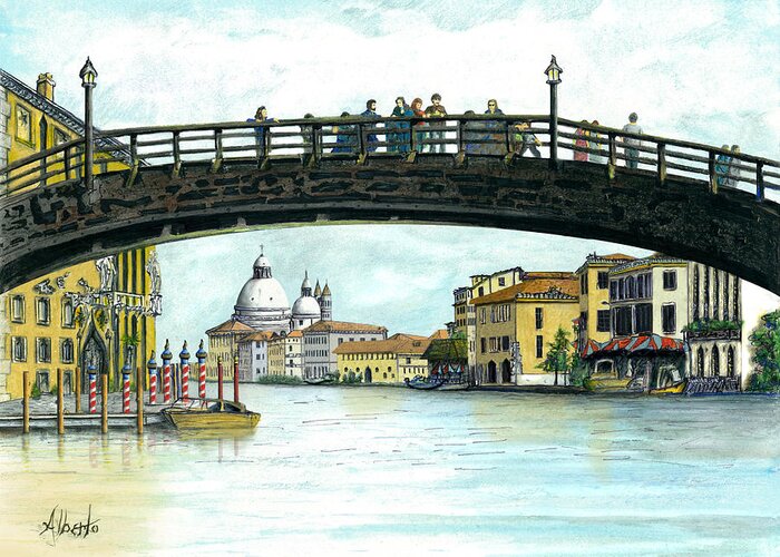 Venice Greeting Card featuring the painting The Grand Canal Venice Italy by Albert Puskaric