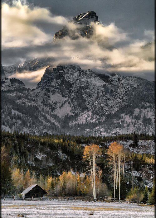 Mountain Greeting Card featuring the photograph The Grand Teton by Erika Fawcett