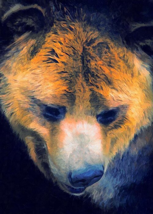 Bear Greeting Card featuring the digital art The Griz by Ernest Echols