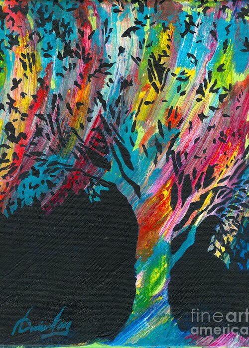 Multicolored Tree Greeting Card featuring the painting The Happy Tree by Denise Hoag