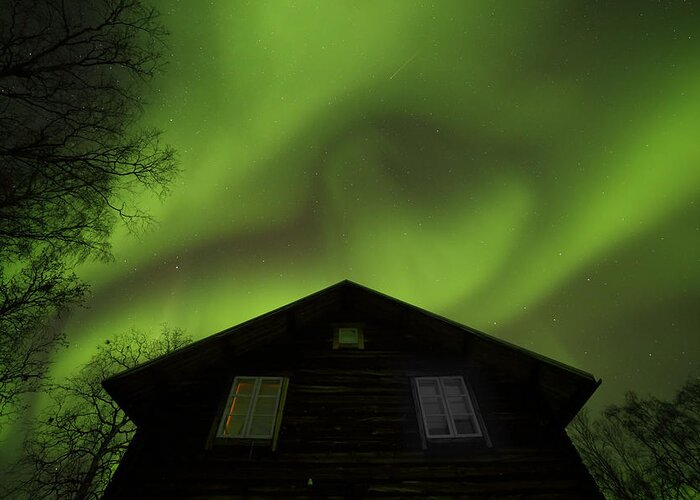 Aurora Greeting Card featuring the photograph The Heavens Above by Pekka Sammallahti