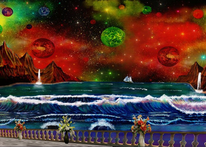 Heaven Greeting Card featuring the painting The Heavens by Michael Rucker