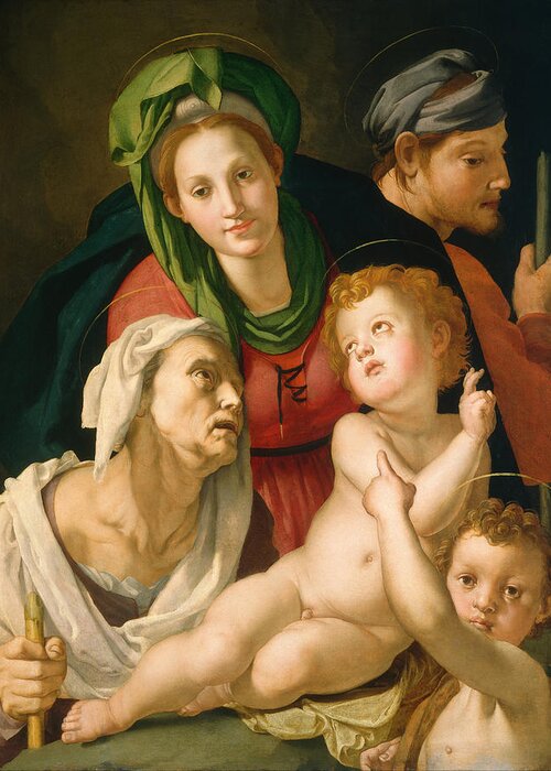 Bronzino Greeting Card featuring the painting The Holy Family by Bronzino