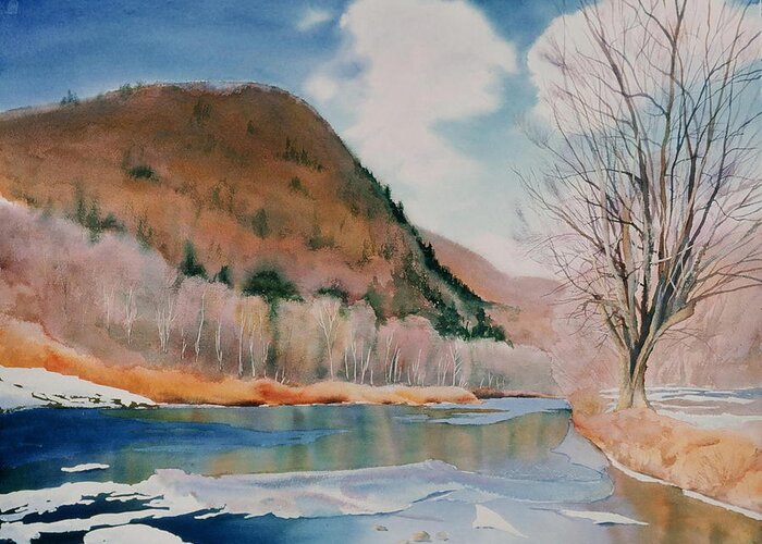 Watercolor Greeting Card featuring the painting The Housatonic by Daniel Dayley