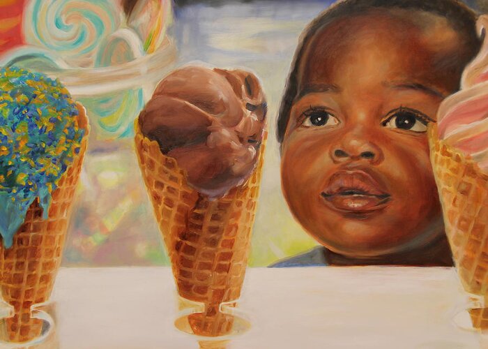 Ice Cream Greeting Card featuring the painting The Ice Cream Shop by Emily Olson
