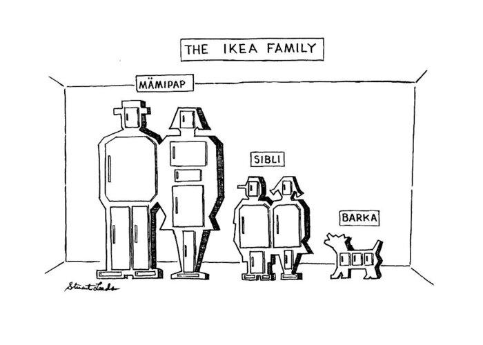 The Ikea Family
(family Pictured As Cabinets With Funny Names)
Furniture Greeting Card featuring the drawing The Ikea Family by Stuart Leeds