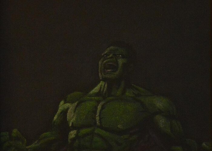 Dudley Greeting Card featuring the drawing The Incredible Hulk by Will Dudley